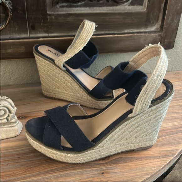 Rialto Navy Blue Wedge Sandals - Picture 8 of 11